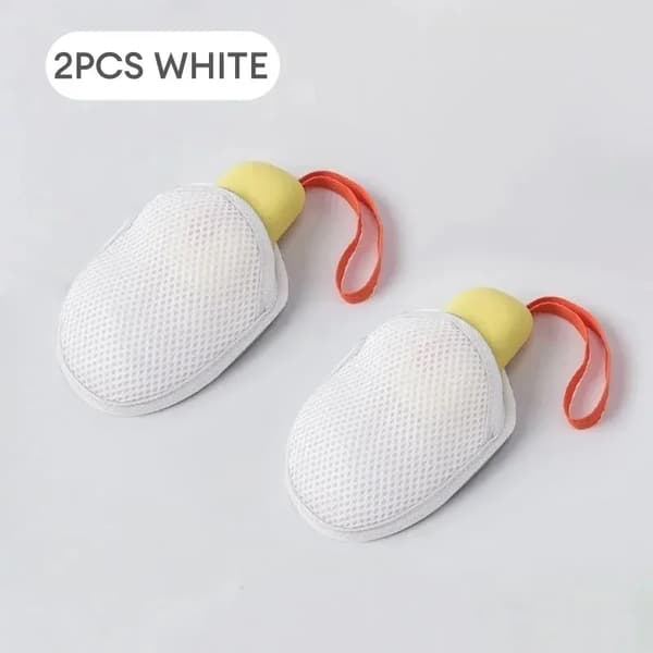 Eksfolierende pose, blid rengøring, holdbart svampemateriale,2PCS-Hvid