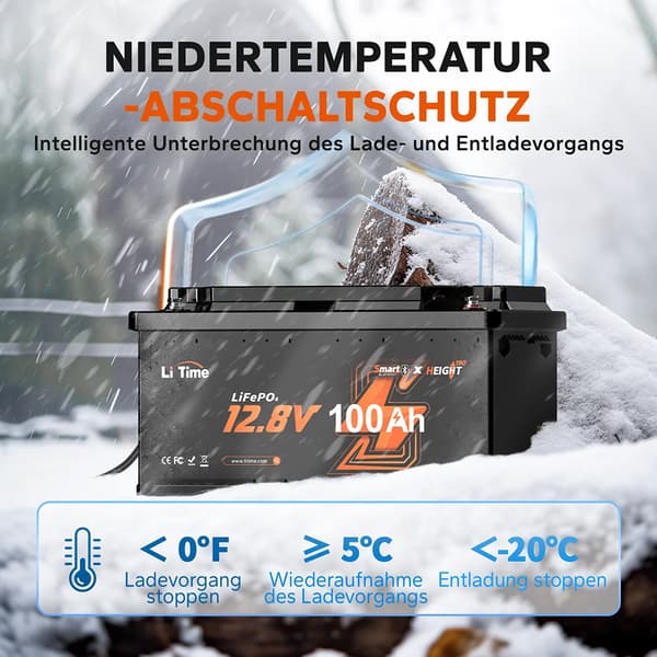 LiFePO4-batteri, Bluetooth-forbindelse, kompakt design,sort