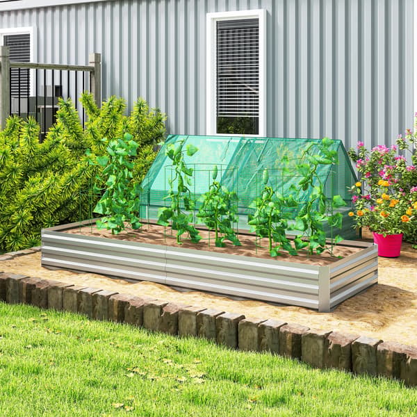 Planter, Larger Size, Durable Metal Construction, Light Grey, Large