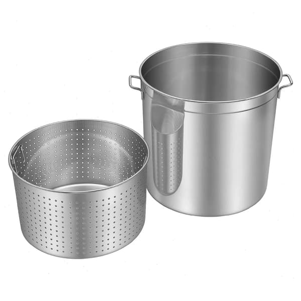 Grytan, 50L kapacitet, inkluderar perforerat korg,Silver