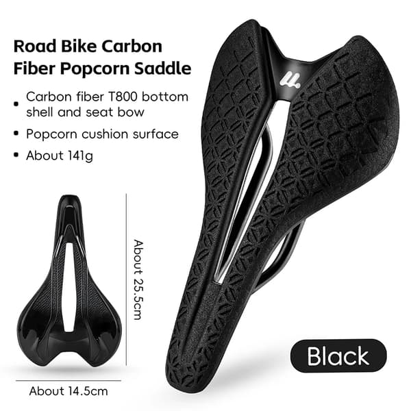 Cykelsæde, Letvægts Carbonfiber, Åndbart Design,0801240 Sort