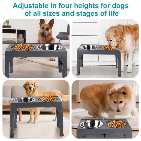 Hundmatare, Justerbar Höjd, Antiglid Design,GRÅ