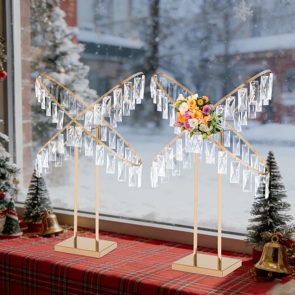 Bröllopsblomsterställ, X-formad design, hållbar järn och akryl,Guld