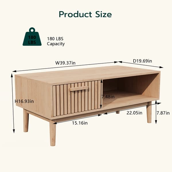 Rektangulär Soffbord, Elegant Förvaring, Mångsidig Stil,Träfärg