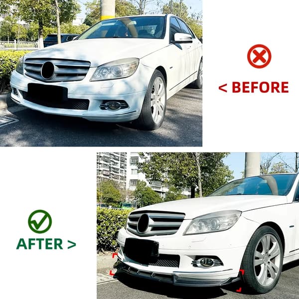 Front Bumper Lip Spoiler, Præcis Pasform, Aerodynamisk Forbedring,sort