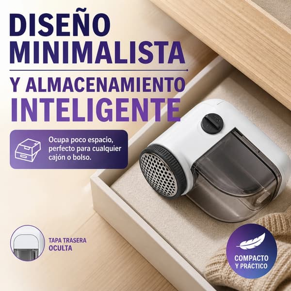 Lintfjerner, Bærbart Design, Genopladeligt Batteri,Hvid 4*8*7.5cm