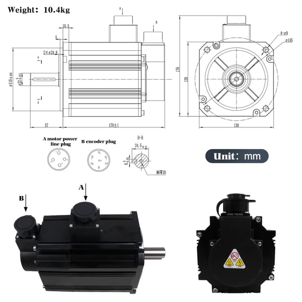 AC Servo Motor, Høj Moment, Optisk Encoder Support,Ingen bremsekit