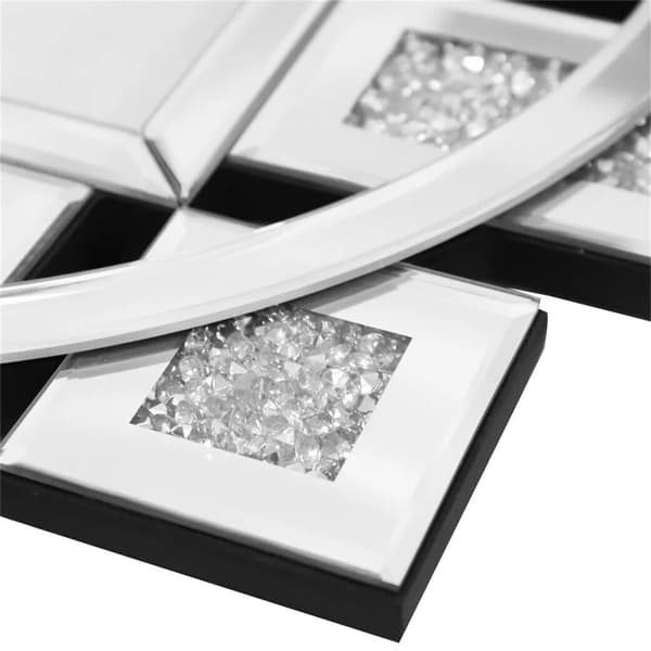 Väggklocka, Krossad Diamant Dekor, Tyst Kvartsrörelse,Silver