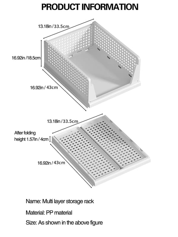 Förvaringskorg, Stapelbar Design, Miljövänligt Material,4PCS-Vit