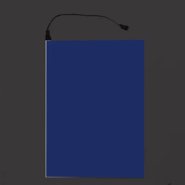 Elektroluminiscent panel, flexibel design, energieffektiv, Blå, Med batterikontroll