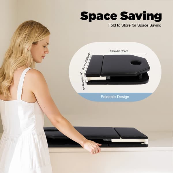 Massagebord, Bärbar Design, Hög Viktkapacitet,svart