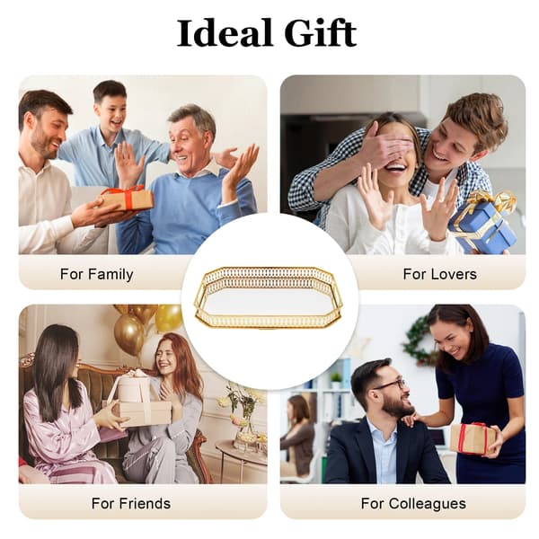 Dekorativ Bricka, Rektangulär Design, Modern Järn och Glas,Guld