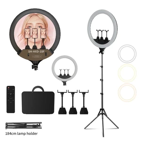 Ringlys, Justerbar Lysstyrke, 360° Rotation,184cm Tripod Kit