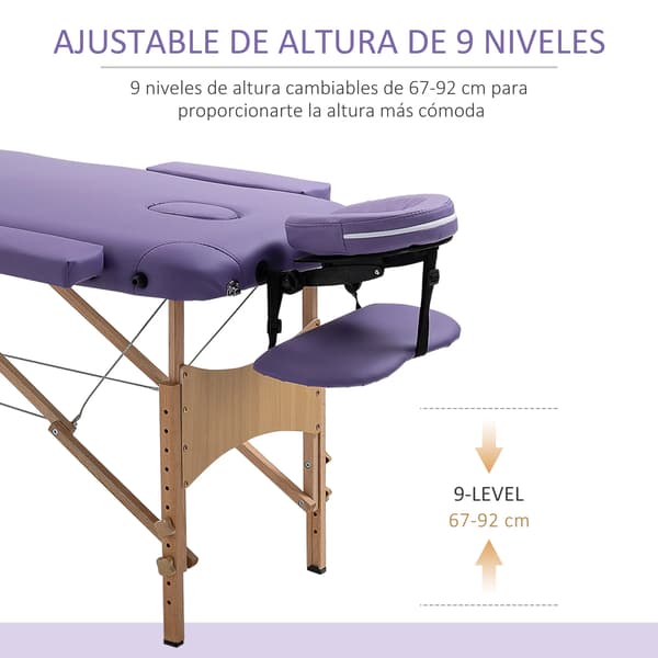 Massagebord, Justerbar Højde, Bærbart Design,Lilla