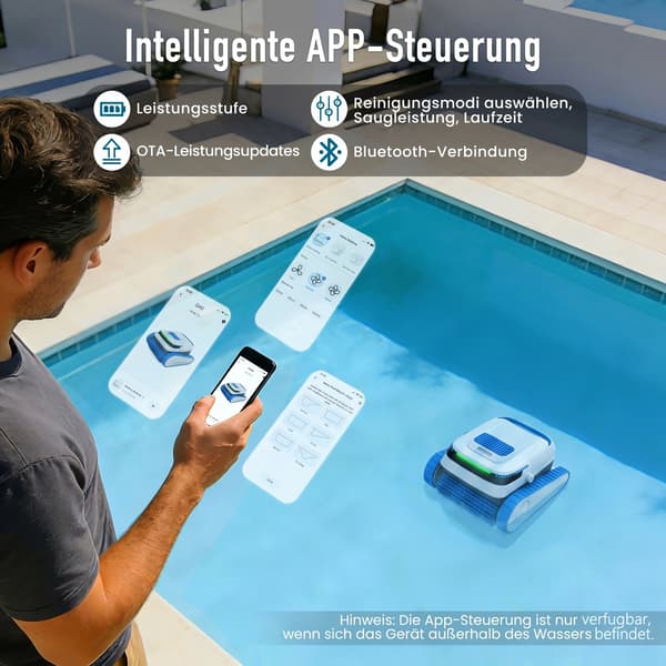 Robotdammsugare för pool, sladdlös drift, smart navigering,PC20