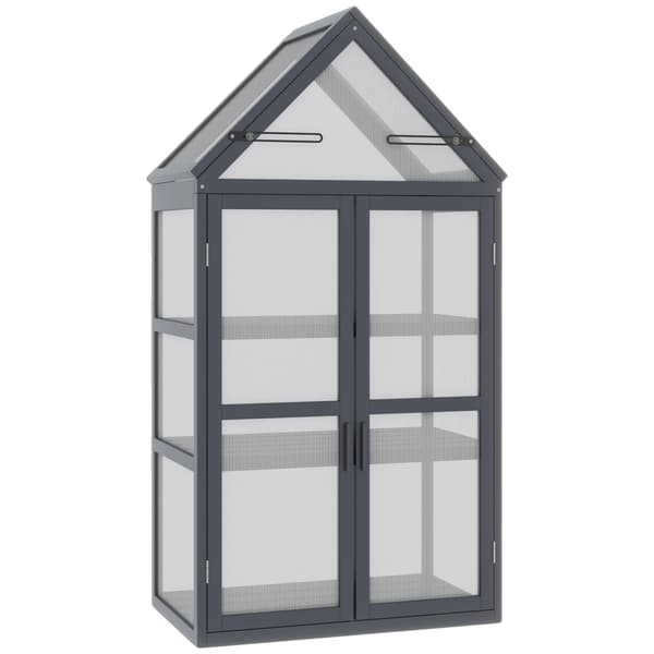 Mini växthus, 3 nivåer, dubbla accessdörrar,GRÅ