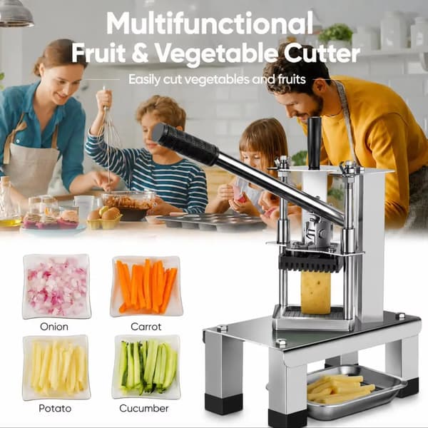 Pommesfritskærer, Rustfrit Stål, Ergonomisk Design,Sølv