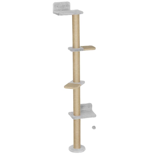 Klatrestativ til katte, fire-niveau design, kradsetræ,Beige