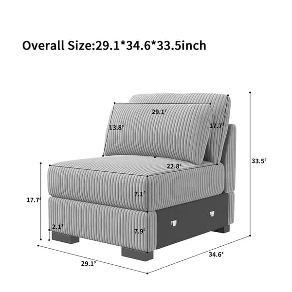 Modulsoffa, Multifunktionell Design, Högkvalitativt Tyg,Grå -- En-sits soffa