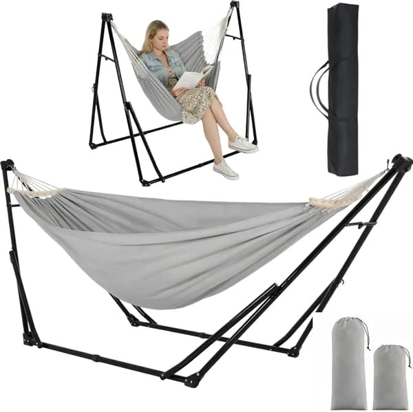 Hängmatta, Fällbar Design, Justerbar Höjd,Grå