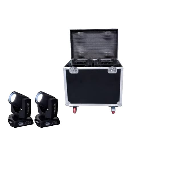 Bevægelseshovedlys, DMX-kontrolkompatibel, kompakt design,1 Flightcase