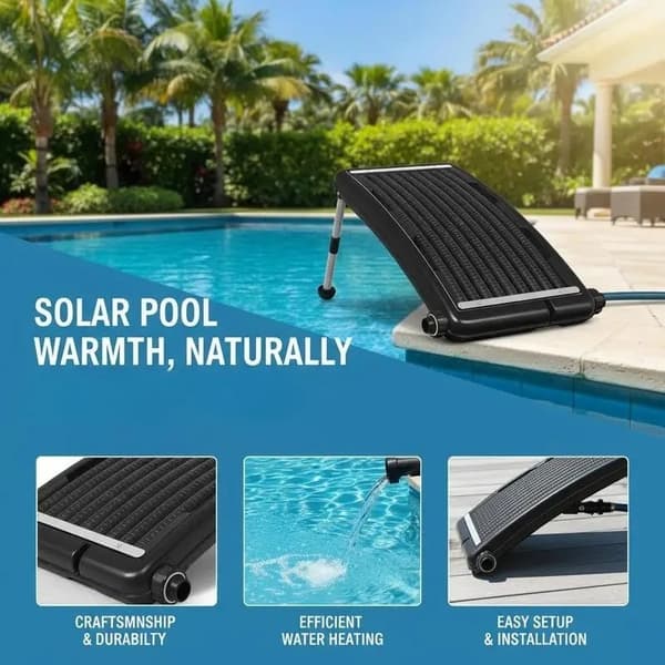 Pooluppvärmningssystem, solenergidrivet, effektiv flödeshastighet,svart