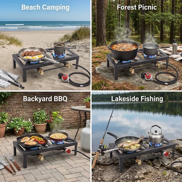 Camping Gasblus, Dobbeltbrænder, Bærbart Design,Dobbelt kontrol