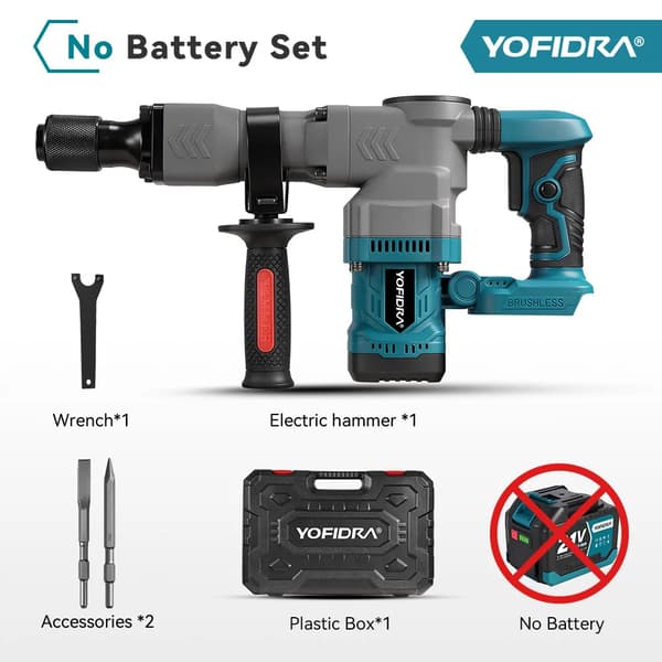 Elektrisk hammare, borstlös motor, hög slagfrekvens, inget batteri