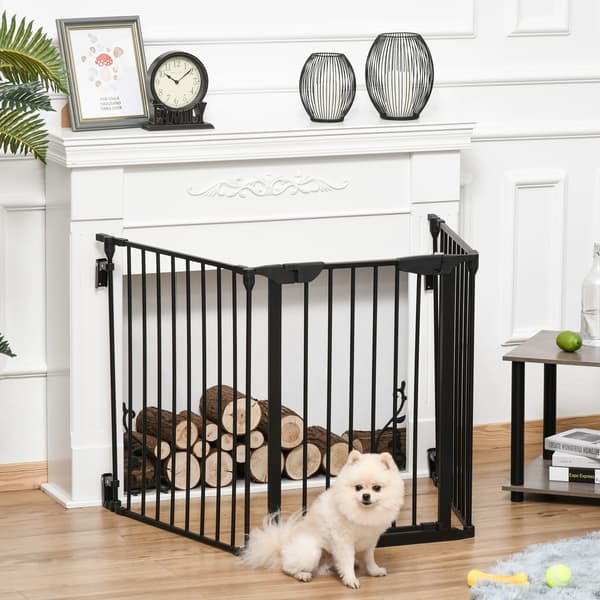 Hundebarriere, Smart Lock Sikkerhed, 3-panel Design,180X74.5 cm, sort