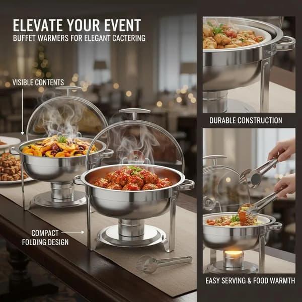 Chafing Dish, Rostfritt Stål Konstruktion, Komplett Bufféset, armégrön