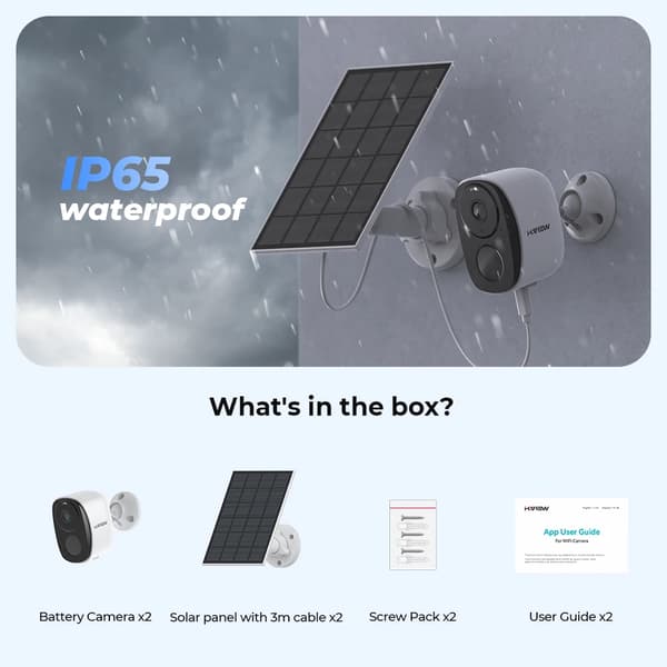 Trådløst Sikkerhedskamera, 3MP HD, WiFi-forbindelse,2 PCS