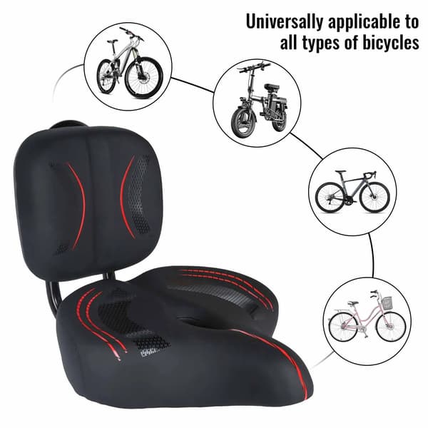 Trehjulig cykelstol, justerbart ryggstöd, hög viktkapacitet,svart