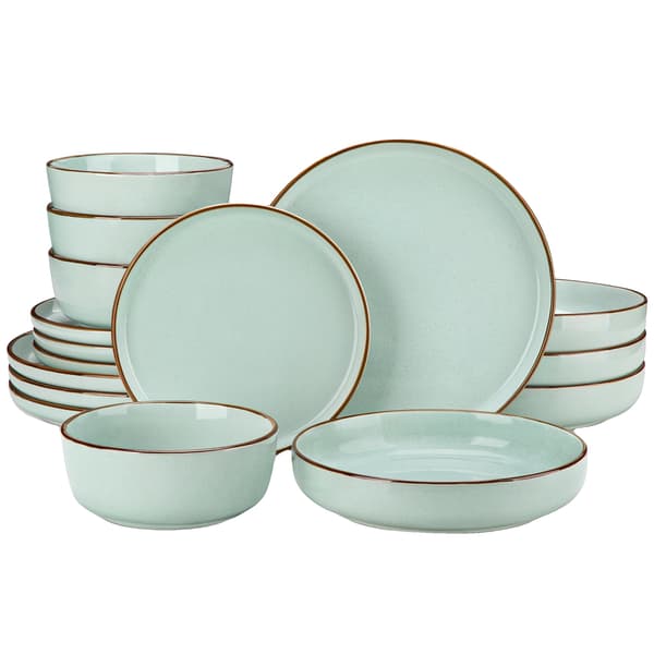 Keramisk Middagsservis, Ugnssäker, Elegant Design,32 st-a, Ljusgrön-a
