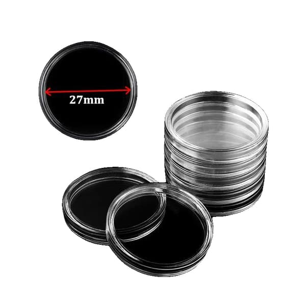 Møntopbevaringsboks, Klar Synlighed, Holdbart Plastmateriale,27mm 10stk
