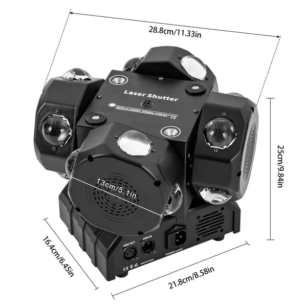 Bevægelseshovedlys, 360° Rotation, DMX Kontrol,Farverig