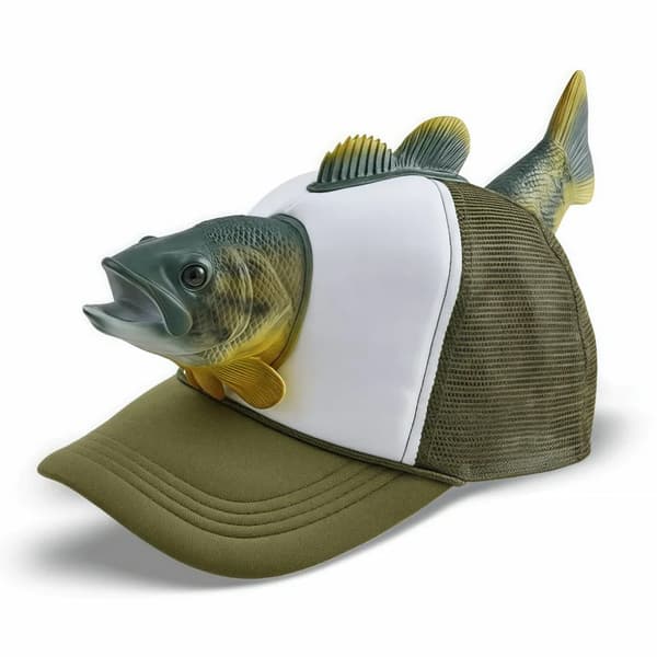 Trucker Hat, 3D Fisk Design, Justerbar Pasform,01