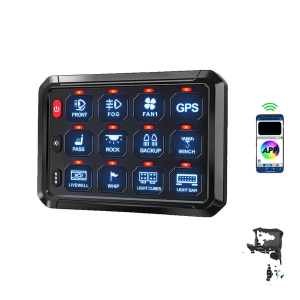 12 Nøgle RGB Switch Panel, Tilpasselige Kontakter, Universelt 12-24V Strøm System,12 Gangs med APP