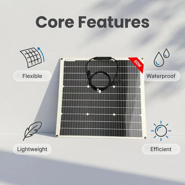 Solpanel, Flexibel Design, Hög Effektivitet,1st 60w panel
