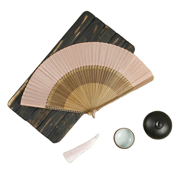 Fällbar Handfläkt, Elegant Design, Bärbar och Lättviktig,Rosa