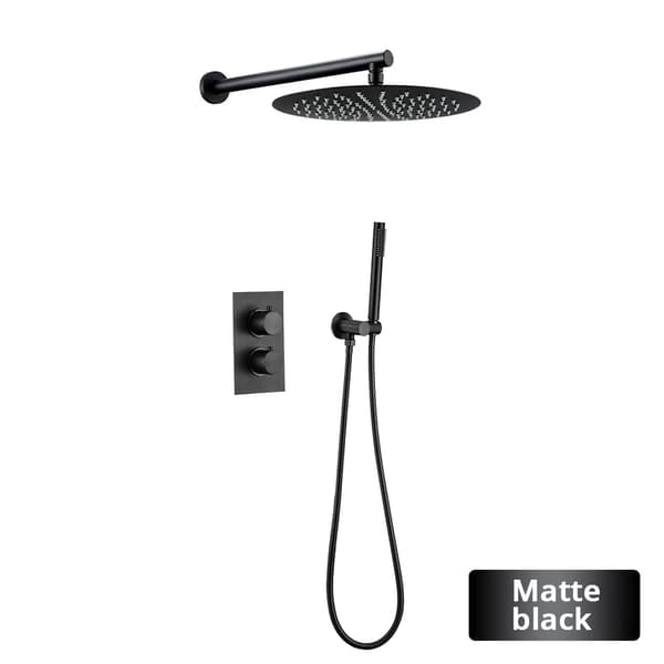 Brusearmatur Sæt, Moderne Design, To Udsugningssystemer,8 tommer, Matte Sort