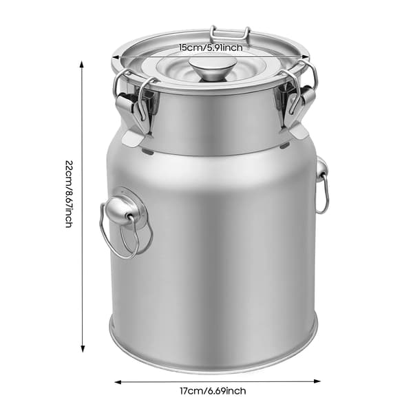 Mjölkkanna, lufttät försegling, 5 liter kapacitet, Silver