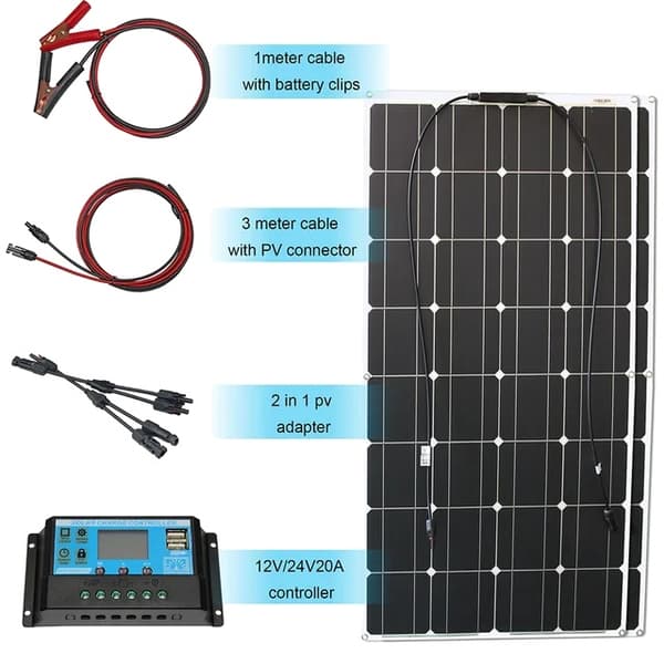 Flexibelt solpanelspaket, 200W effektutgång, inkluderar solkontrollenhet, 200w solsystem