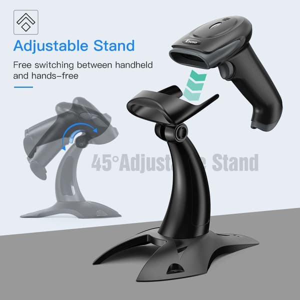 Stregkodescanner, Trådløs og USB-forbindelse, Ergonomisk design,2.4G trådløs scanner