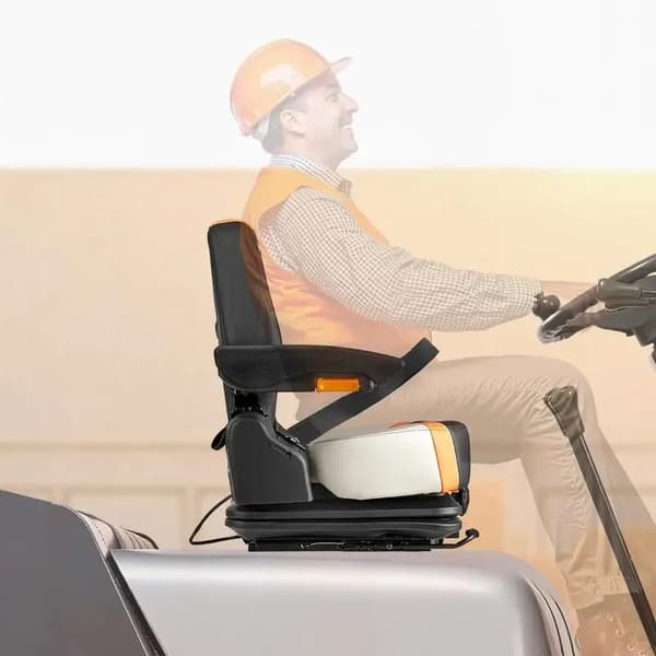 Gaffeltrucksäte, justerbart ryggstöd, armstöd ingår, Röd
