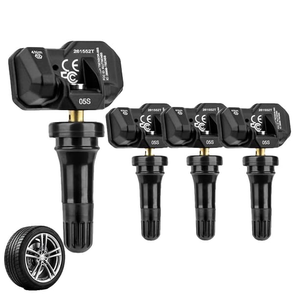 TPMS-sensor, dubbel frekvenskompatibilitet, lång batteritid,4st Gummiventil
