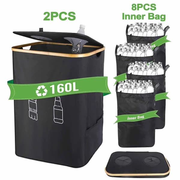 Förvaringskorg, 105L kapacitet, hopfällbar design,160L 2PCS Set
