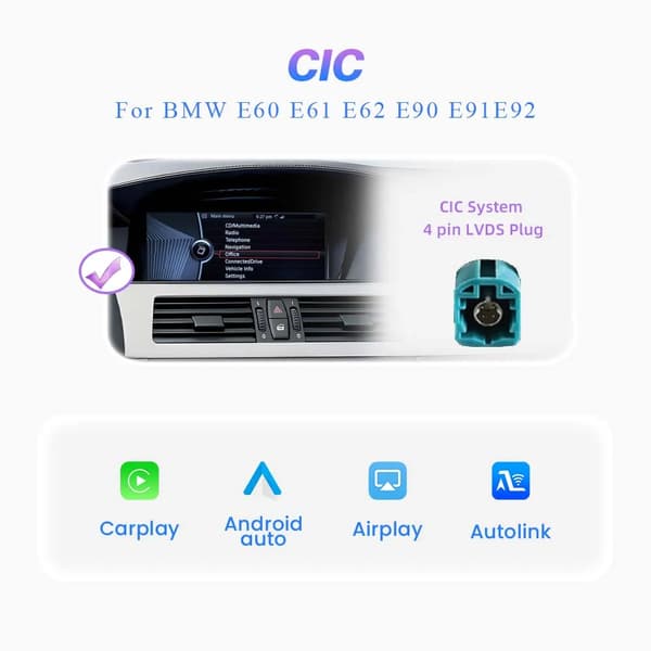 Langaton CarPlay Android Auto -sovitin, Plug & Play -yhteensopivuus, Bluetooth-toiminnallisuus,CIC