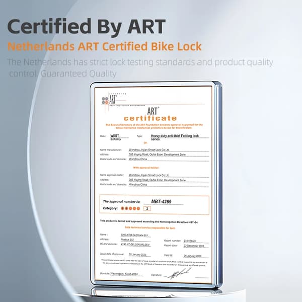 Cykellås, Fällbar Design, ART Certifierad Säkerhet,Svart