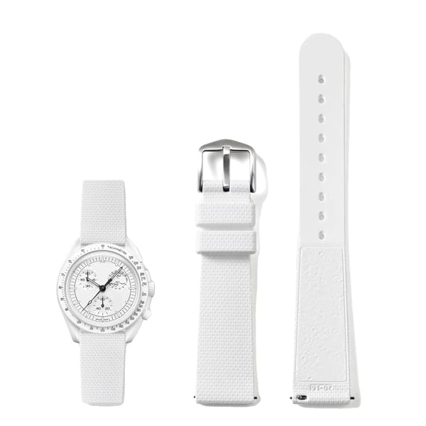 Klockarmband, Mjuk Silikonmaterial, Hållbar Spänne med Stift,VIT, 20mm-e