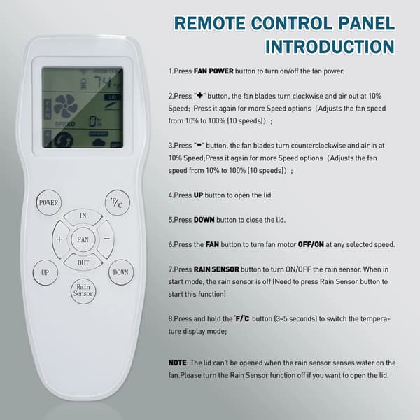 RV Takventilator, Vändbar Utsugning, Regnsensor,Blå
